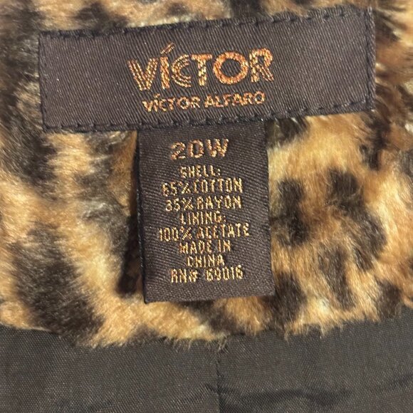 VICTOR ALFARO Leopard Print with 3/4 Sleeve Crop Jacket - Size 20W - Picture 14 of 16